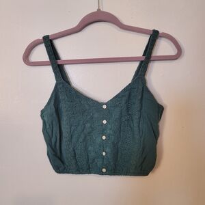 American Eagle Green Lace Button-Up Women's Halter Top Size XS